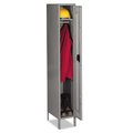 Tennsco Single Tier Locker with Legs, 12" W, 78" H, Medium Gray STS-121872-1